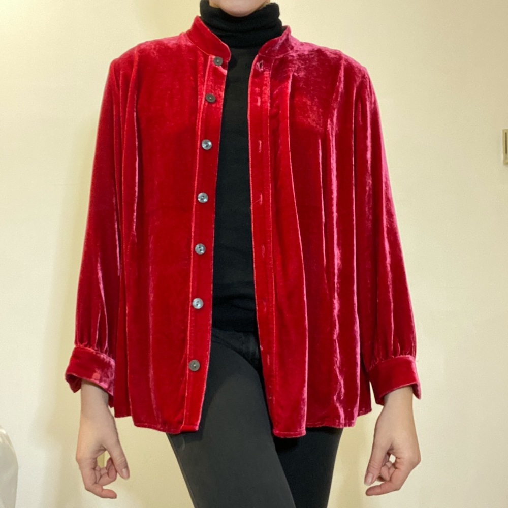 Vintage Red Velvet Button Down